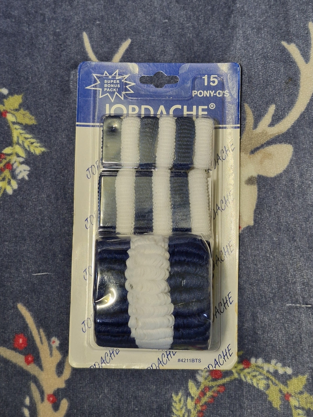 Jordache Navy and White Striped Hair Tie & Pony Pack